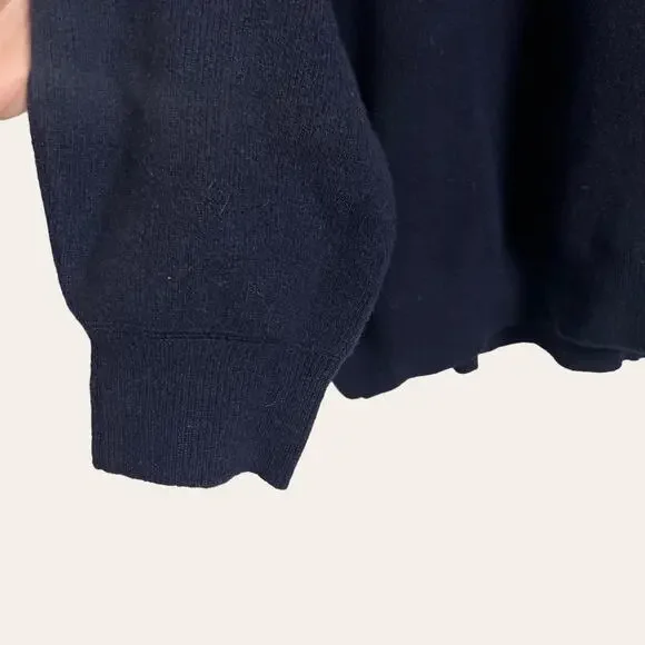 Alexander Wang Navy Blue Crystal Collar Wool Turtleneck Sweater Size L